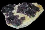 Purple, Octahedral Fluorite Crystals on Quartz - China #112884-1